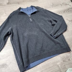 TOMMY BAHAMA Reversible 1/4 Zip Pullover Sweater Blue Grey Gray Men's XXL